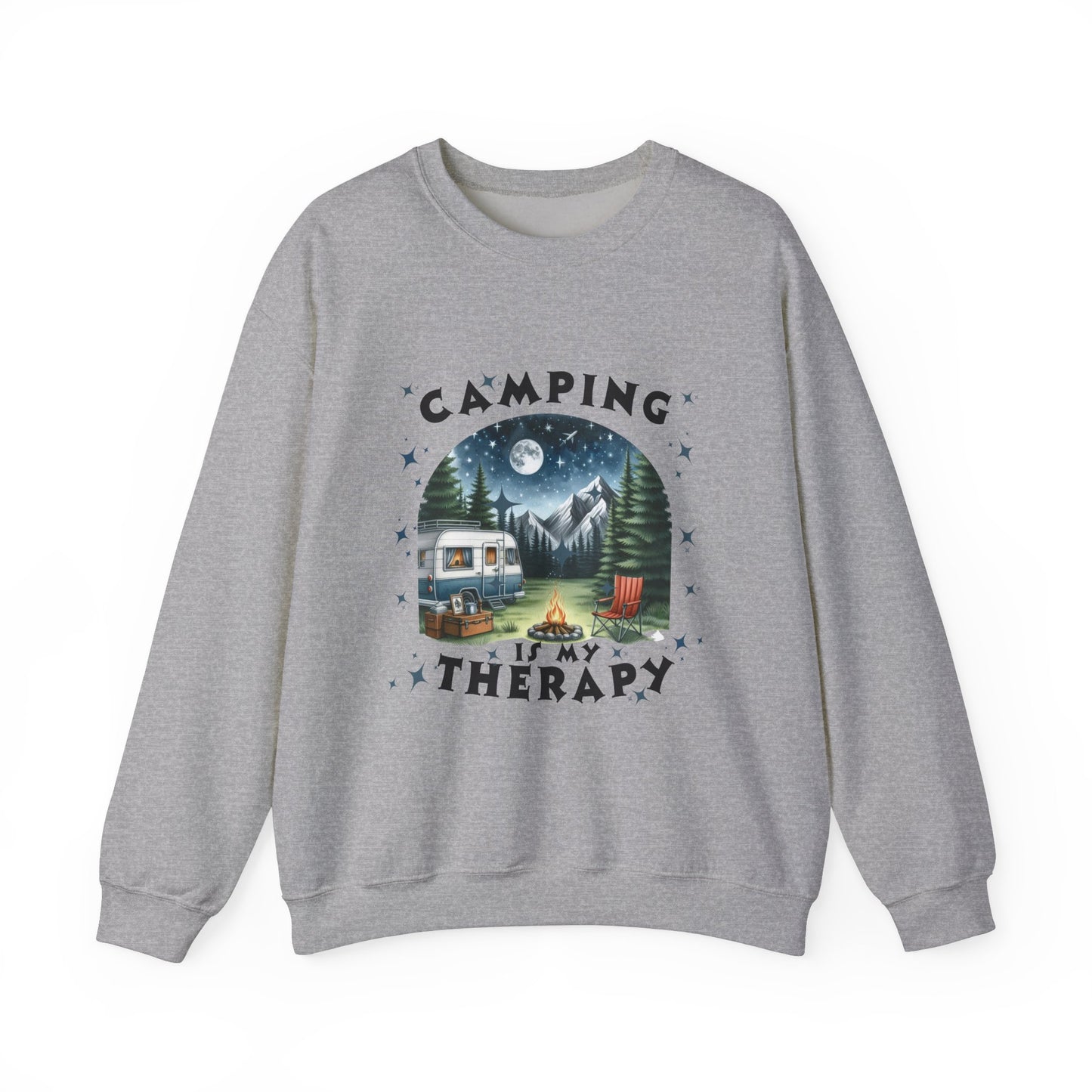 Camping Is My Therapy Sweatshirt - Unisex Heavy Blend™ Crewneck for Outdoor Lovers