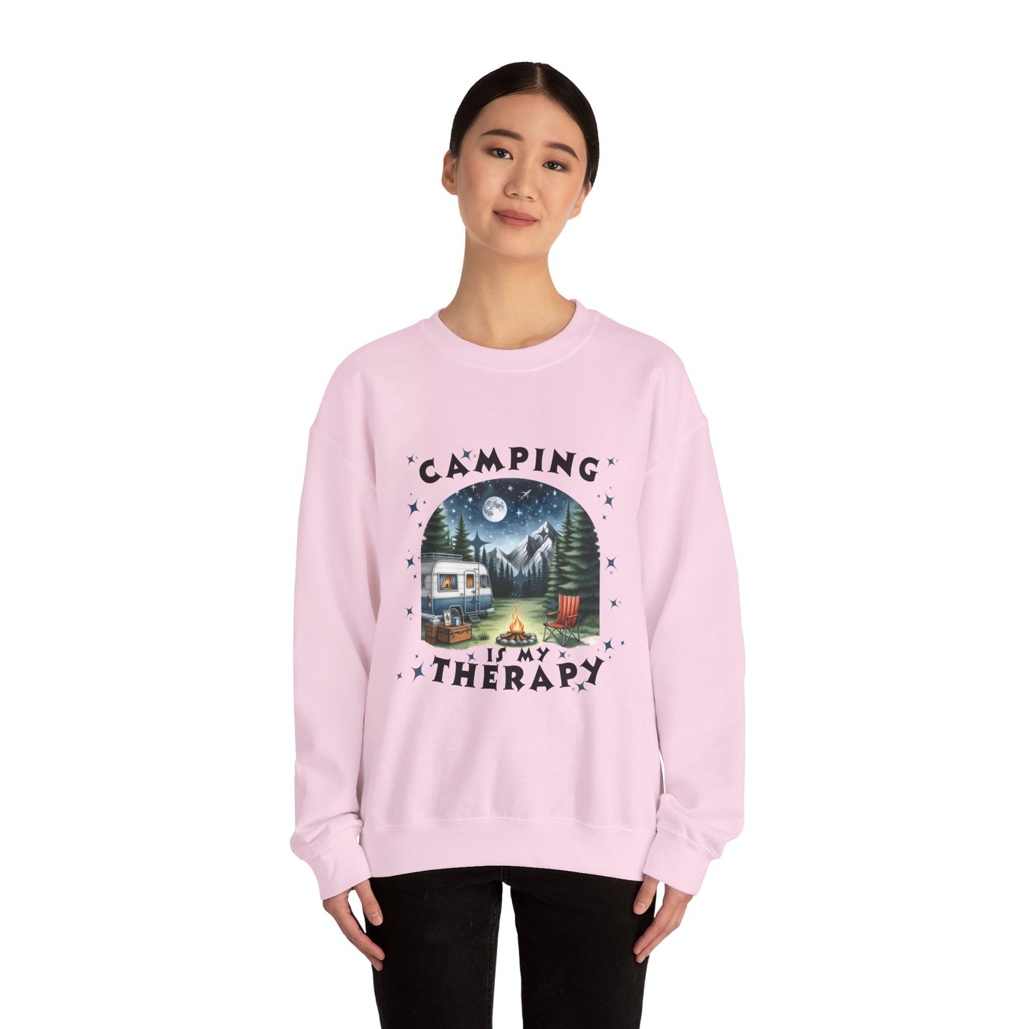 Camping Is My Therapy Sweatshirt - Unisex Heavy Blend™ Crewneck for Outdoor Lovers