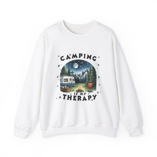 Camping Is My Therapy Sweatshirt - Unisex Heavy Blend™ Crewneck for Outdoor Lovers