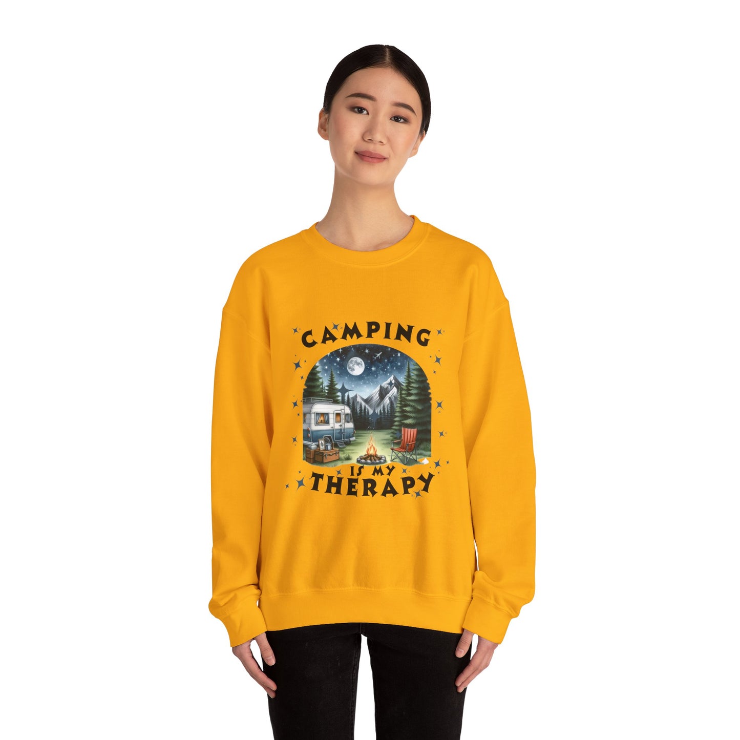 Camping Is My Therapy Sweatshirt - Unisex Heavy Blend™ Crewneck for Outdoor Lovers