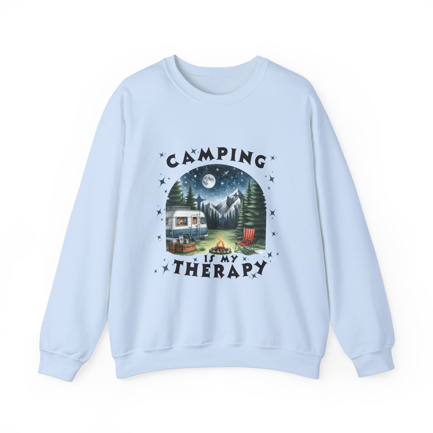 Camping Is My Therapy Sweatshirt - Unisex Heavy Blend™ Crewneck for Outdoor Lovers