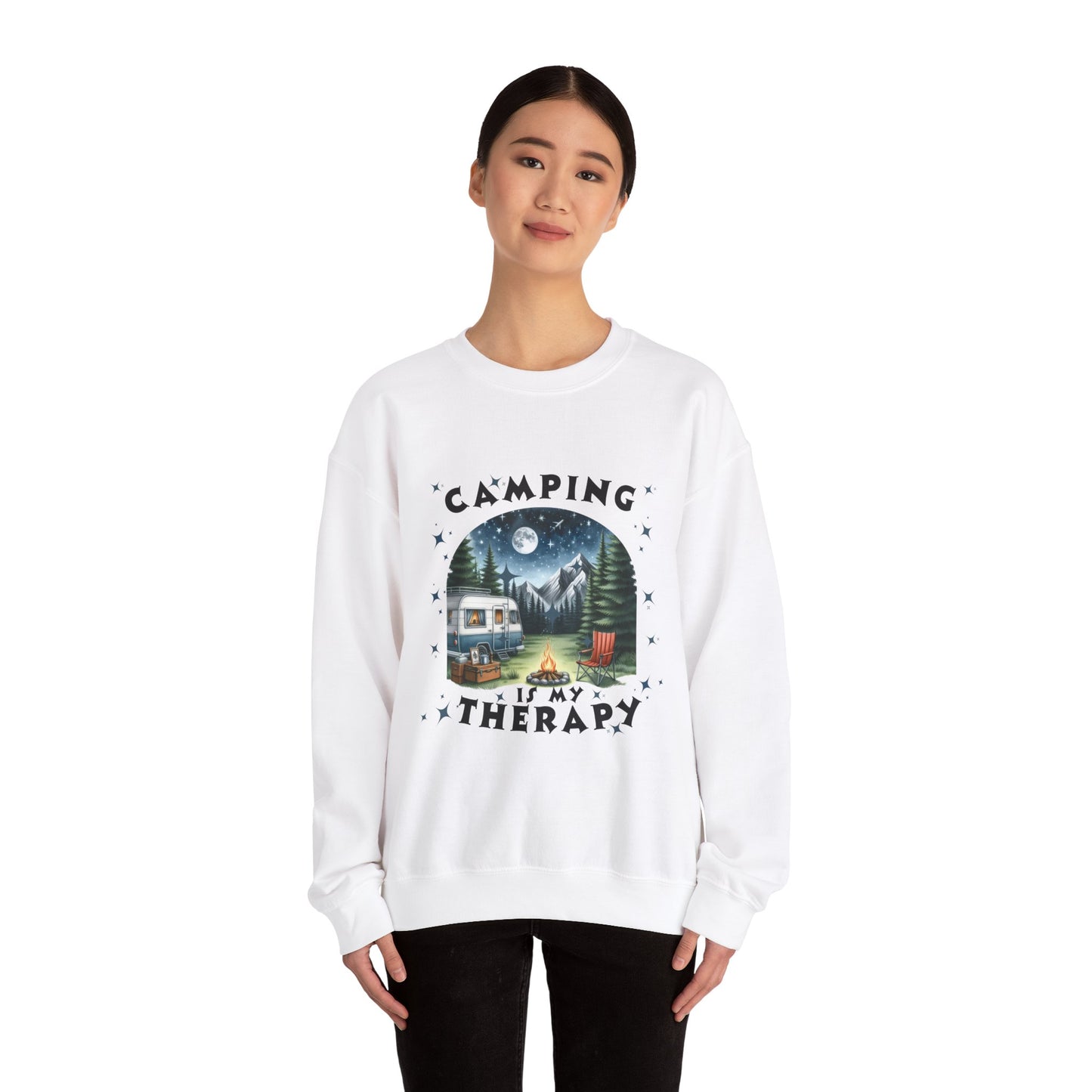 Camping Is My Therapy Sweatshirt - Unisex Heavy Blend™ Crewneck for Outdoor Lovers