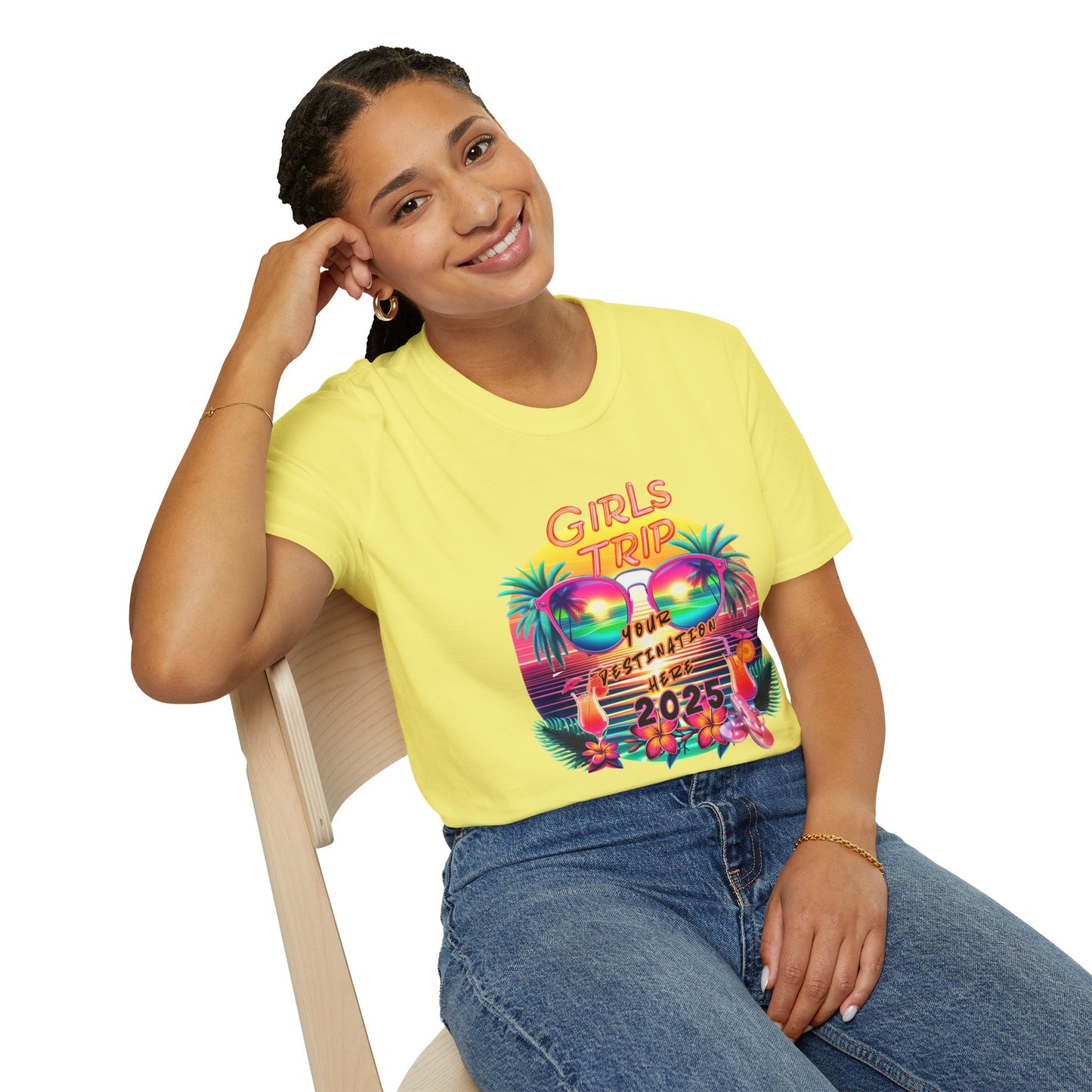 Personalized Girls Trip Unisex Softstyle T-Shirt - Fun Vacation Tee